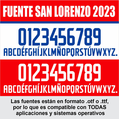 Tipografia San Lorenzo 2023 Ttf Letras Numeros Dorsal Fuente