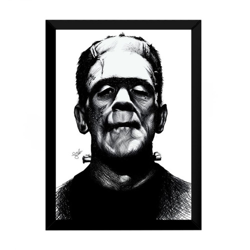 Quadro Arte Desenho Cinema Cult Frankenstein Monstro 42x29cm