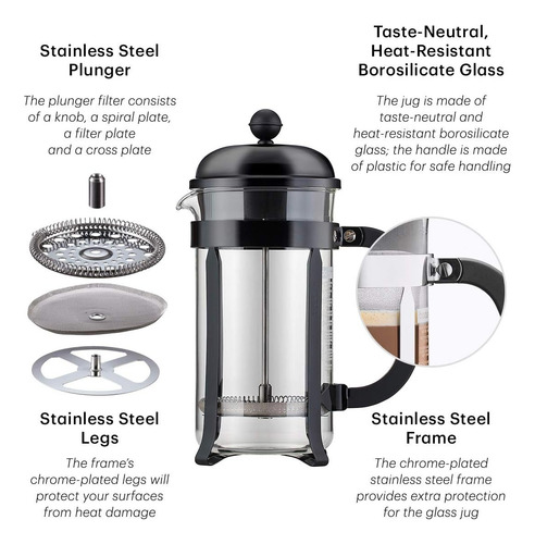Cafetera Bodum 1928-913 1l, Blanco Y Transparente, Manual