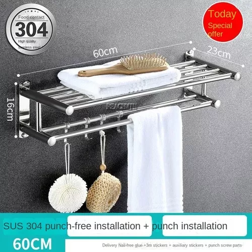 Toallero Para Baño Repisa 60cm Organizador Estante Acero