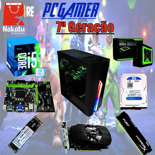 Imagem 1 de 1 de Pc Gamer 7a. I5 7400 + H310 +nvme 128 + 8gb Hyper + Nfe