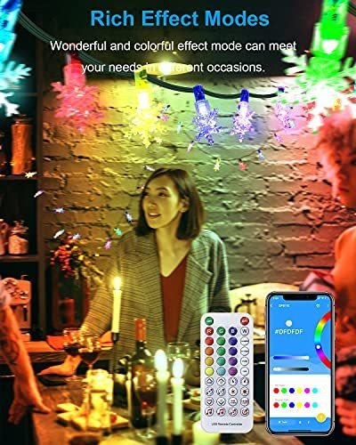 Imagen 6 de 7 de Aclorol Guirnalda De Luces Led De Copo De Nieve Ws2811 Rgb D