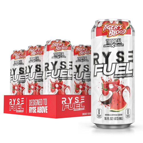 Ryse Fuel Energy Drink 16 Oz 12 Pack Tiger's Blood