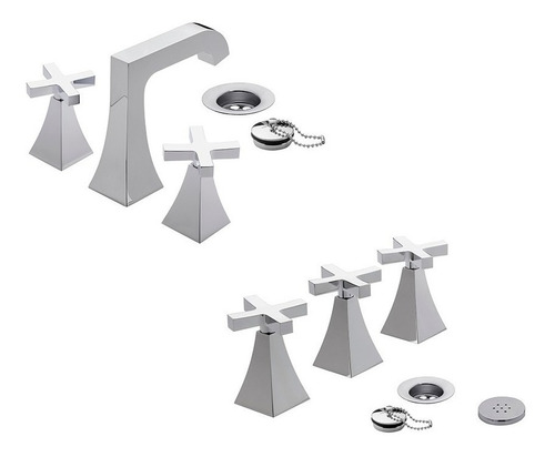 Griferia Baño Juego Fv Urbano Lavatorio + Bidet Cromo Cs52 *