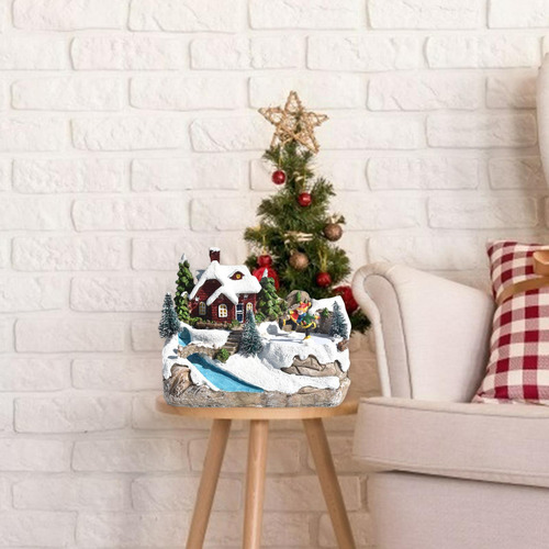 Small Christmas Scene House Decoration Resin Winter Estilo A
