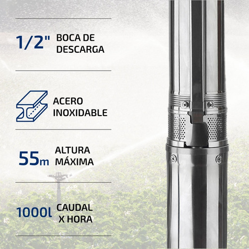Bomba Sumergible Pozo Napa 2 Pulgadas 0,5 Hp 1000 L/h Cable