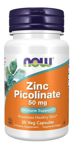 Zinc Picolinate 50 Mg 30 Cápsulas Vegetales Now Foods