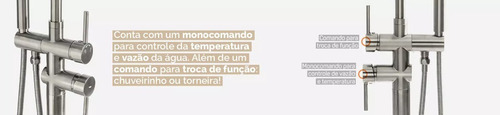 Torneira Monocomando De Piso Para Banheira - Cobre Acabamento Escovado