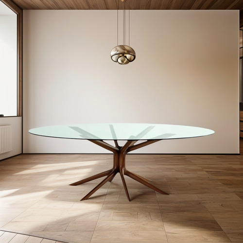 Tampo De Mesa Vidro Oval Incolor 19mm 210cm X 105cm Bisote