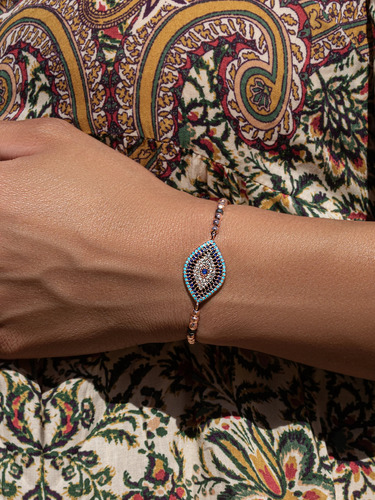 Pulsera De Hematita Con Ojo Protector | Karma And Luck Rosa 14 Cm 19 Cm