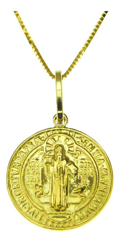 Gargantilha Em Ouro 18k Medalha Da Cruz De São Bento Gds282p