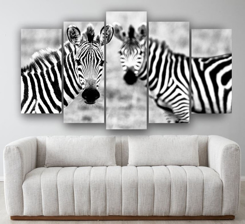 Set De 5 Cuadros Decorativo En Canvas Zebra Animal Arte - 06