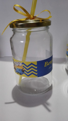 Frasco Personalizado Con Tapa, Etiqueta, Sorbete, Y Bolsita