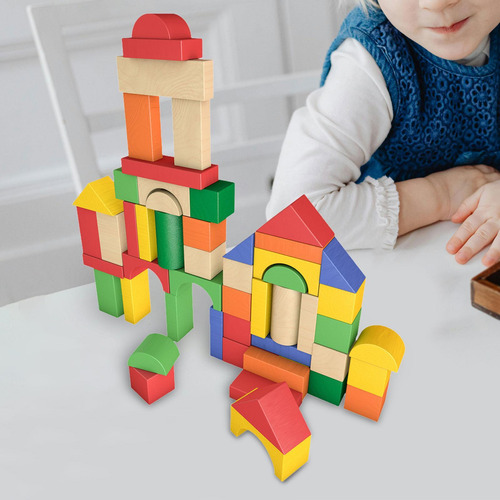 50x Bloques De Construcción De Madera Juguetes Para Niños