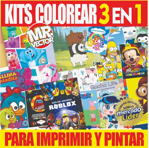 3 X 1 Kit Imprimible Libros Colorear + Dibujos + Actividades | MercadoLibre