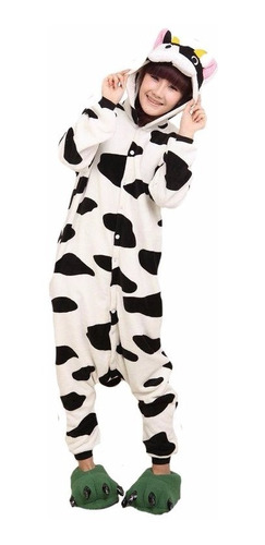 Kigurumi Pijama Vaca Blanco Y Negro Adulto Polar Disfráz