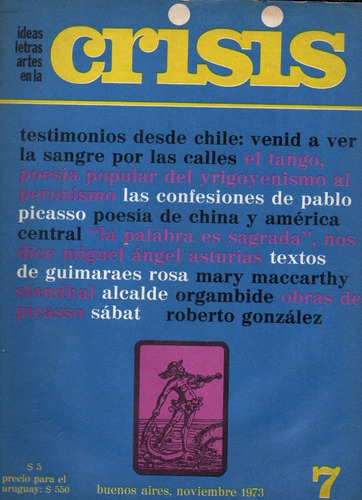 Revista Crisis 7 Nov 1973 Picasso Mary Mccarthy Asturias 