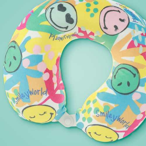 Miniso Almohada De Viaje Smiley World Memory Foam Multicolor