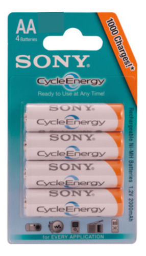 Baterías Recargables Aa Sony 4 Pilas/ 4.600 Mah 1.2 V