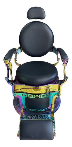 Silla Para Barbería Profesional Con Reclinación, Reposapiés Negro Reclinable Redonda
