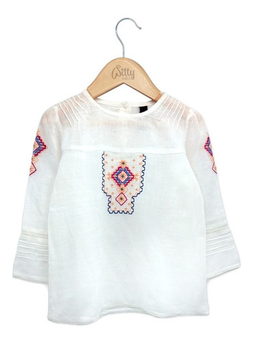 Imagen 2 de 4 de Blusa Manga Larga De Algodón Bordada Benignidad Witty Girls