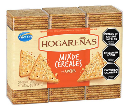 Galletitas Hogareñas Mix Cereales Tripack 555g