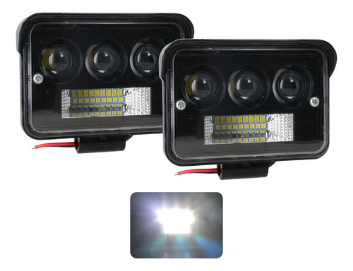 Par Faro 12 Led 3 Lupas Rectangular Auxiliar Fondo Negro F1