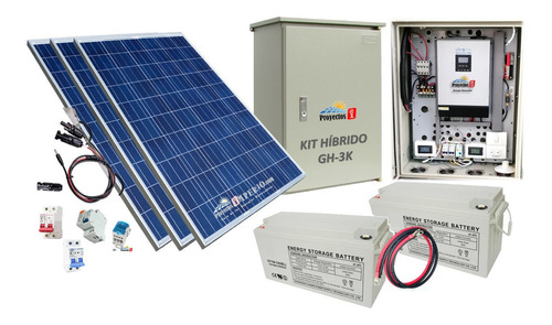 Imagen 1 de 9 de Kit Gh650 Planta Panel Solar Mppt Inversor Híbrido Onda Pura