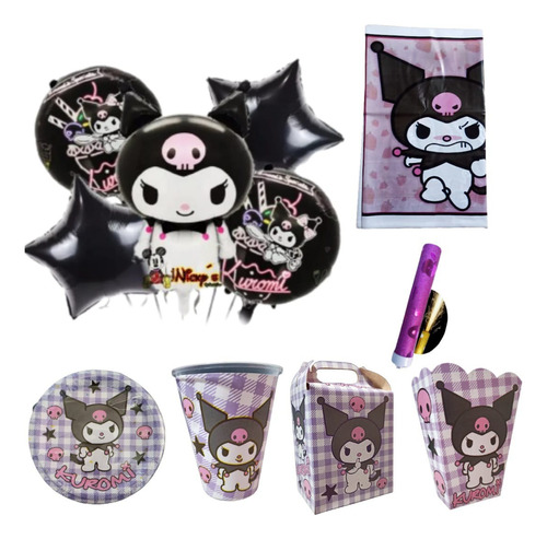 Kuromi Paq Fiesta Articulos 10 Niños Caja Plato Vaso Mantel