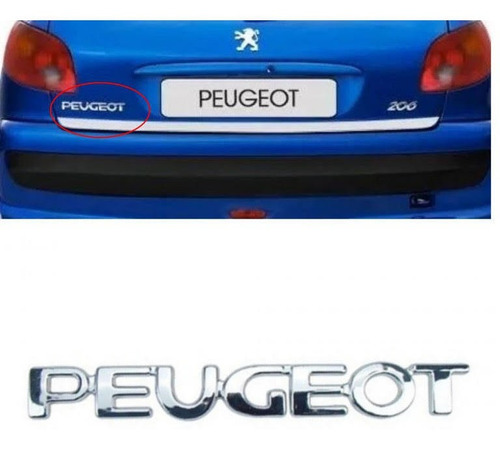 Emblema Insignia Palabra Peugeot 206 207 Compact 