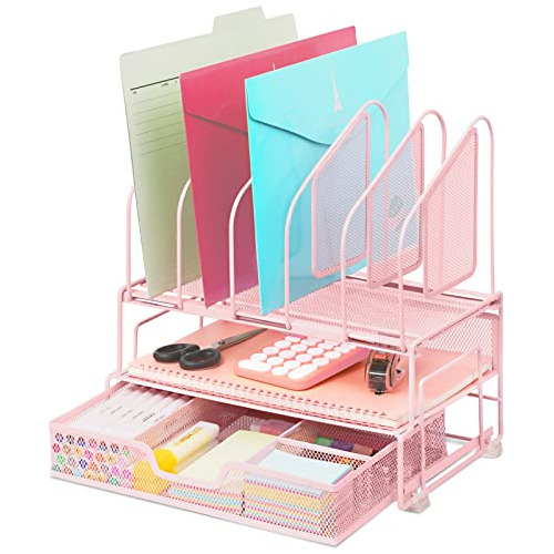 Organizador De Escritorio Y Accesorios Color Rosa 5 Por...