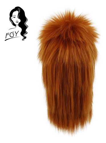 Peluca Larga Para Hombre, Pelo Naranja, Peluca De Cosplay