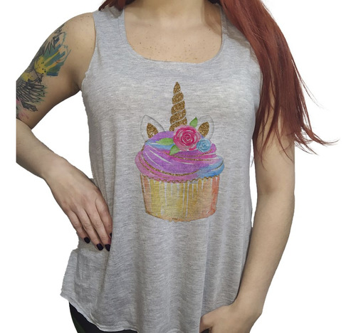 Musculosa Acampanada Unicorn Cupcake Comida Golosina