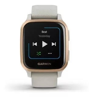 Smartwatch Garmin Venu Venu Sq - Music Edition 1.3" caja 40mm de polímero reforzado con fibra light sand, malla light sand de silicona y bisel rose gold de aluminio anodizado