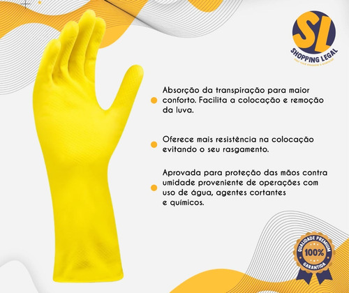 Imagem 4 de 8 de Luva Látex Epi Com Forro Amarela Tam M Deltaplus - Kit 10 Un