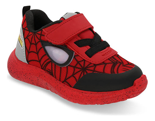 Zapato Formal Pr09721 Suela Goma Focos Spiderman Marvel Rojo
