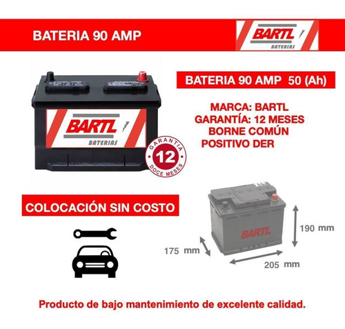 Imagen 5 de 10 de Baterias Autos Bartl 90 Amp Garantía 12 Meses
