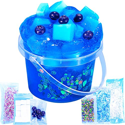 Crystal Slime Prefabricado Blueberry Blue Jelly Cube Glimmer