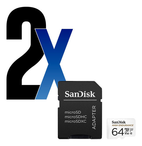 Cartão Memória Micro Sd 64gb High Endurance Sandisk Cadp 2un