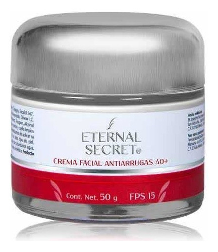 Crema Facial Antiarrugas +40 Años Eternal Secret Momento de aplicación Día/Noche Tipo de piel Todo tipo de piel