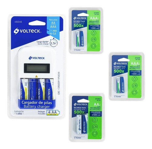 Kit De Cargador Inteligente Con Pilas Incluidas Más Aa Y Aaa
