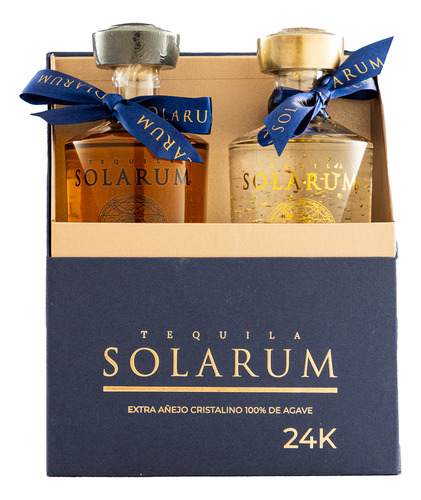 Kit Tequila Solarum Extra Añejo Cristalino Con Reposado