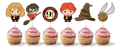 20 Cupcakes Toppers De Harry Potter Mixto