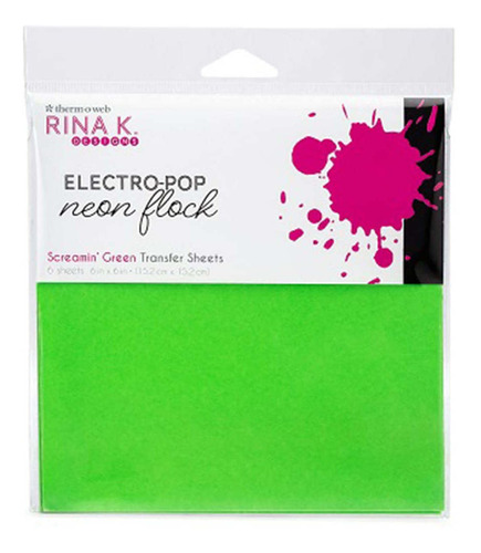 6 Hojas De Foil Flock Rina K 6 X 6 Pulgadas Color Verde