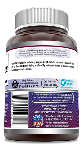 Suplemento Amazing Formulas L-tirosina 500 Mg Cápsulas 180 C