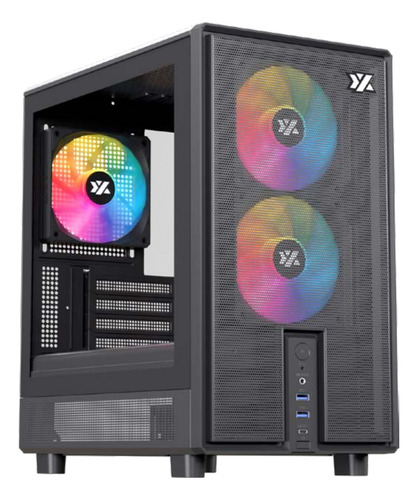 Gabinete Xyz Atom Black 3 Argb Fans Controller Mesh Usb C