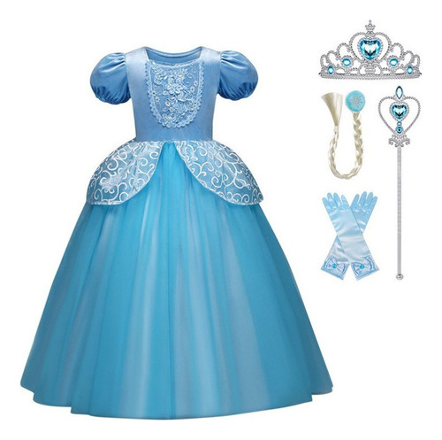 Vestido Princesa Cenicienta +4pc Accesorios A