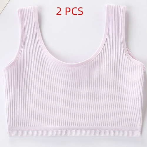 Top Corto Liso Mujer Camiseta Sin Mangas Transpirable 2 Pcs