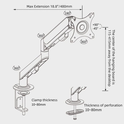 Hillport Monitor Arm Desk Monte Monte Soporte De 17-34 Pulga