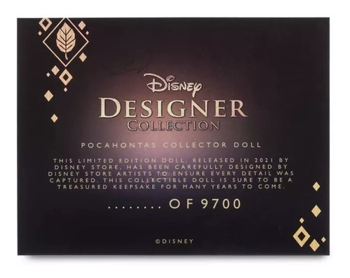 Pocahontas Designer Muñeca Edicion Limitada Disneystore 2021